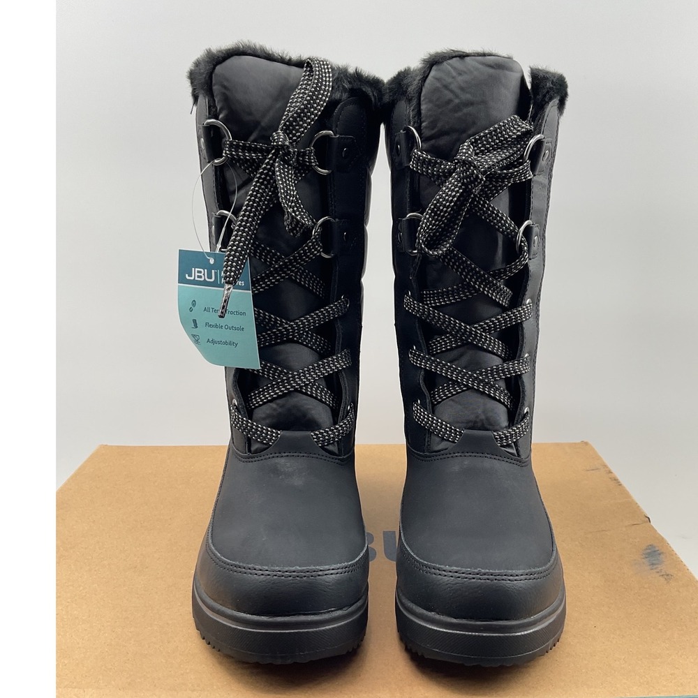 JBU by Jambu Summit Women Black Faux Fur Quilted Snow Boots B5SMT01 Size 8M NEW